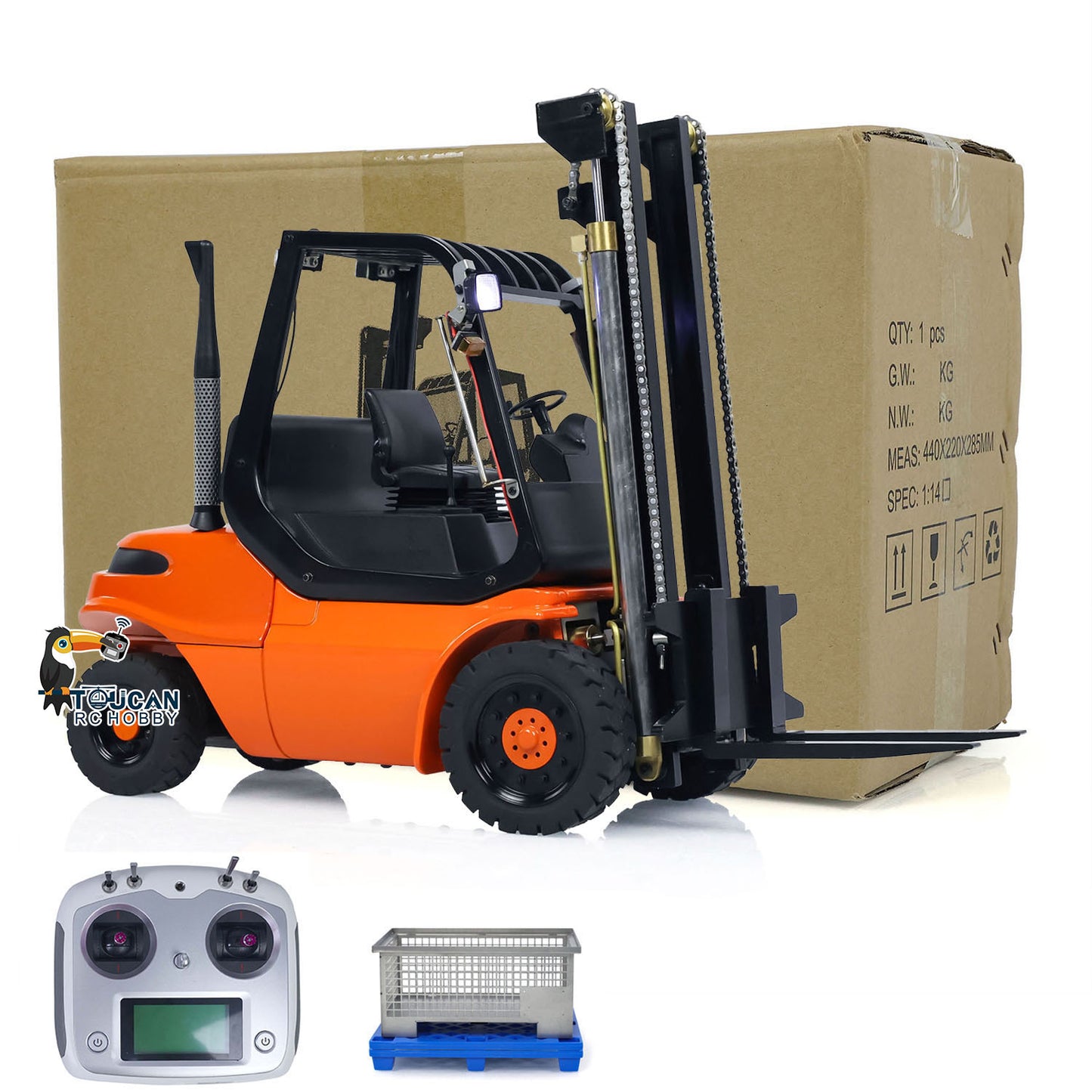 1/14 Hydraulic RC Forklift Wheeled Transfer Car Metal Construction Vehicles