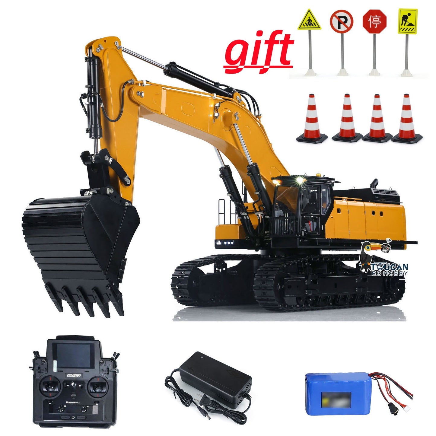 Kabolite K980 1/14 Hydraulic RC Excavator SY980H Giant PL18 Radio Control Digger Model with Light Sound System Ready to Run