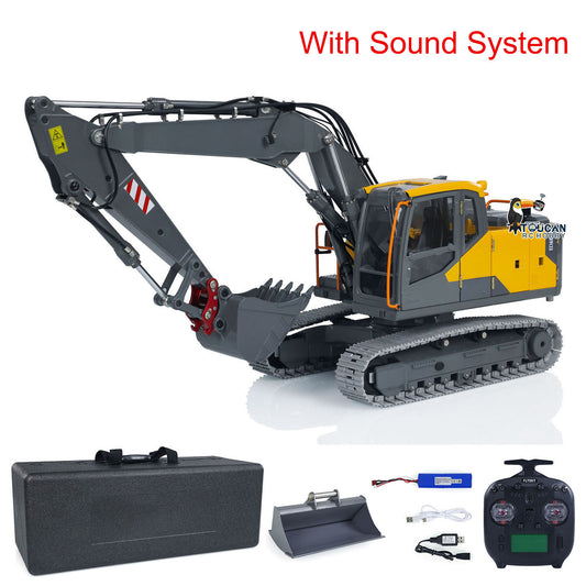 1:14 RC EC160E Hydraulic Excavator 3 Arms Metal Remote Control Diggers Model with Light Sound System Painted and Assembled