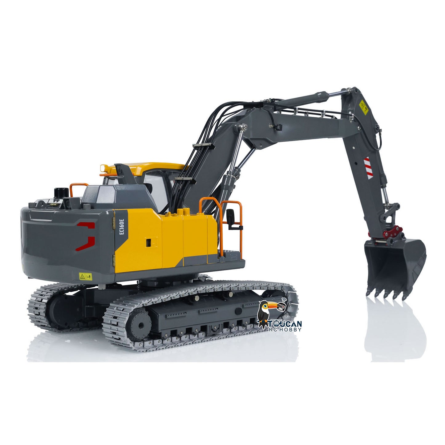 EC160E 1:14 RC Hydraulic 3 Arms Excavator Remote Control Diggers Standard Version with Manual Quick Release Coupler Flat Bucket