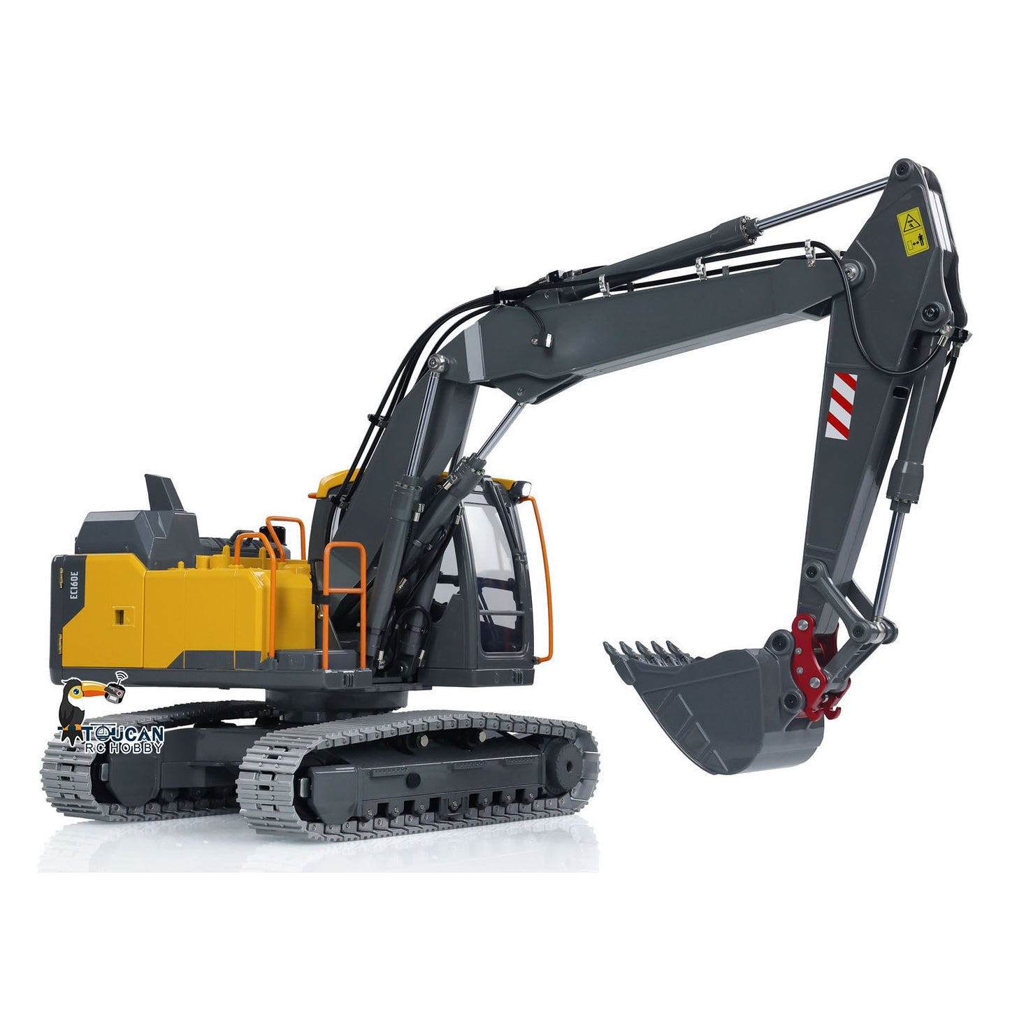 EC160E 1:14 RC Hydraulic 3 Arms Excavator Remote Control Diggers Standard Version with Manual Quick Release Coupler Flat Bucket