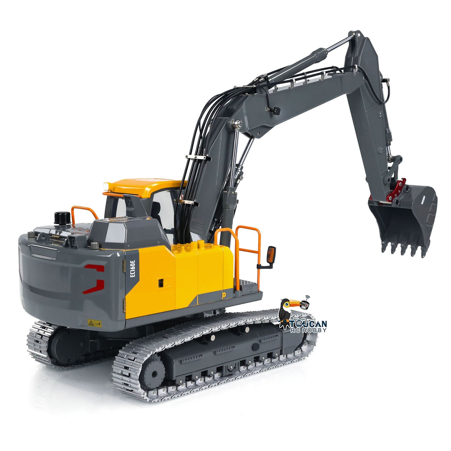 1:14 RC EC160E Hydraulic Excavator 3 Arms Metal Remote Control Diggers Model with Light Sound System Painted and Assembled