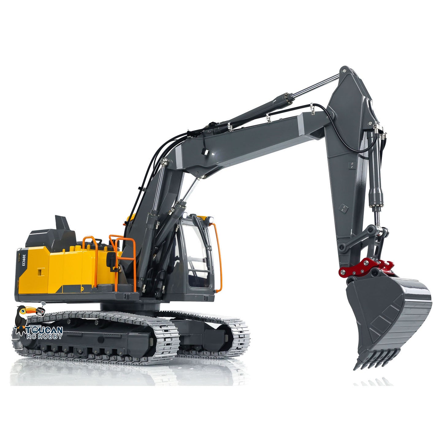 1:14 RC EC160E Hydraulic Excavator 3 Arms Metal Remote Control Diggers Model with Light Sound System Painted and Assembled