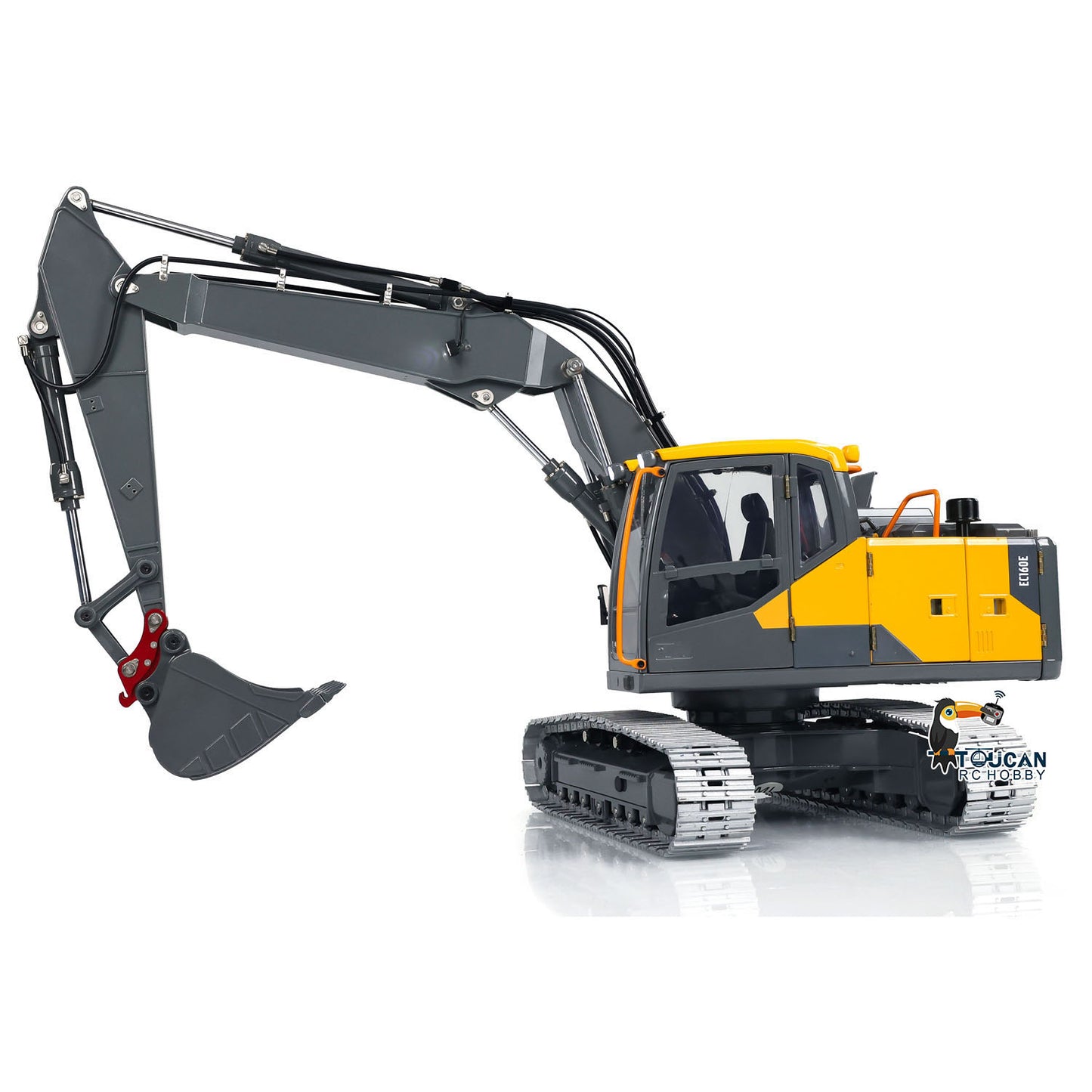 1:14 RC EC160E Hydraulic Excavator 3 Arms Metal Remote Control Diggers Model with Light Sound System Painted and Assembled