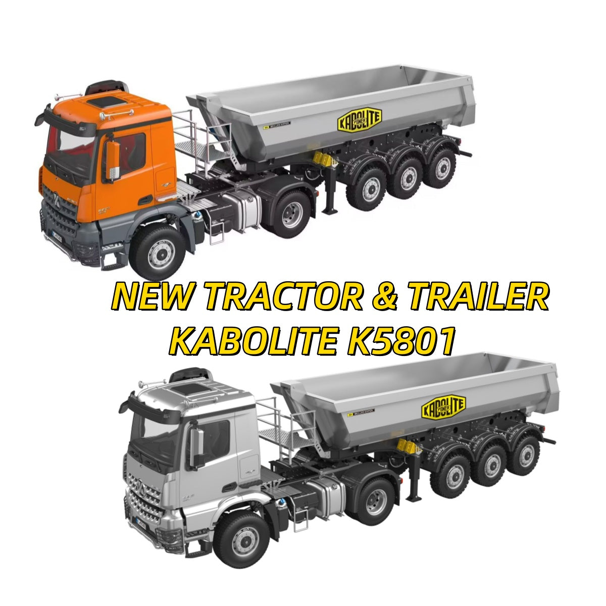 NEW ARRIVAL Kabolite RTR K5801 Car 1/14 Scale 4X4 RC Tractor Truck 3Axles AWD With Electric Lifting Hopper Dump Trailer Tipper Battery