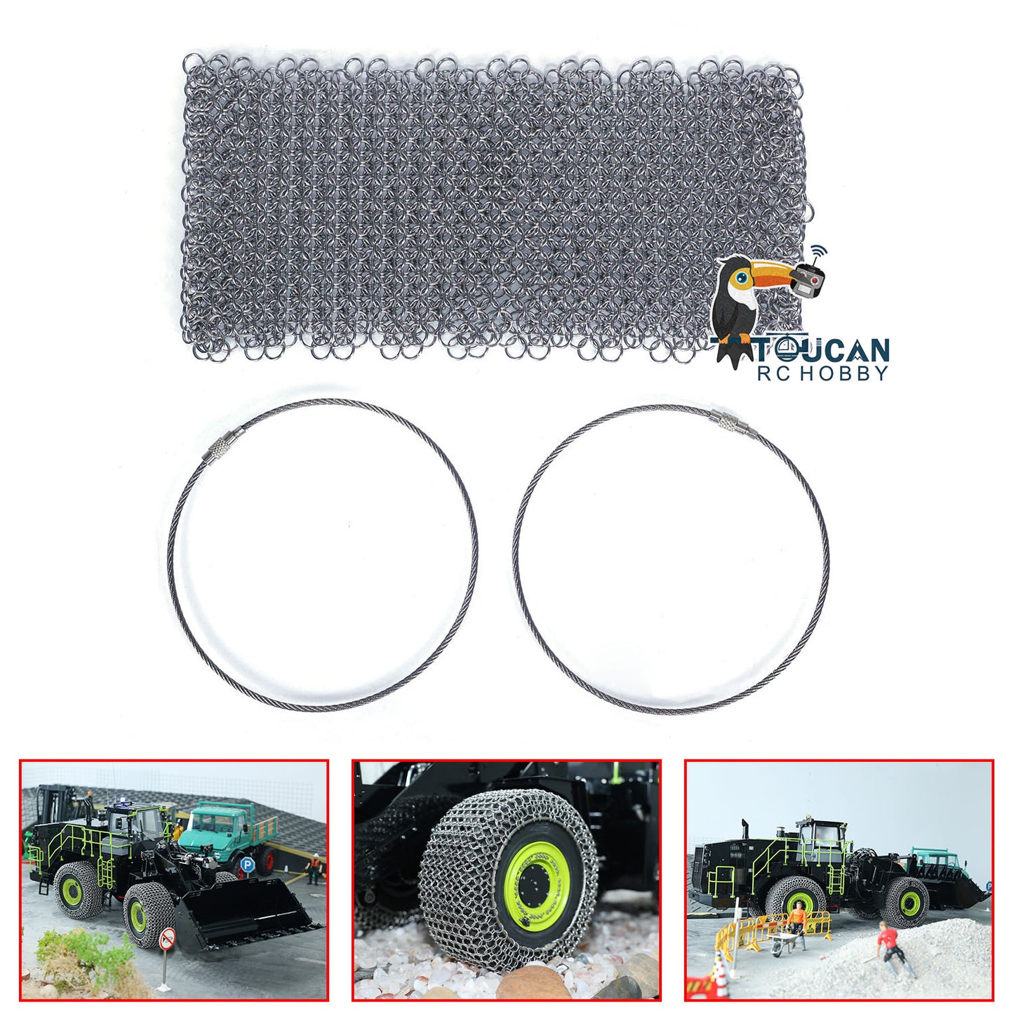 Metal Tyre Chain for 1/14 K988 RC Hydraulic Loader Remote Controlled Construction Vehicle Trucks Car Model DIY Spare Parts