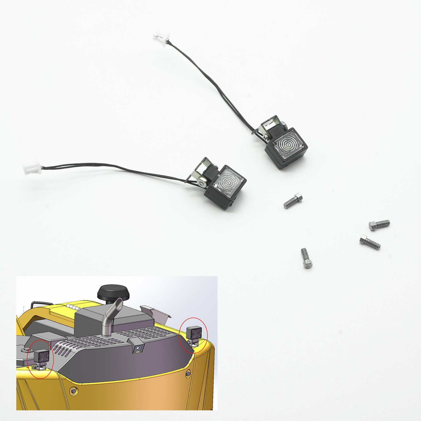 Rotating Light LED Lamp Roof Guard Metal Bucket Fork Ripper for 1/14 RC Hydraulic Excavator 914 Digger Model Spare Parts