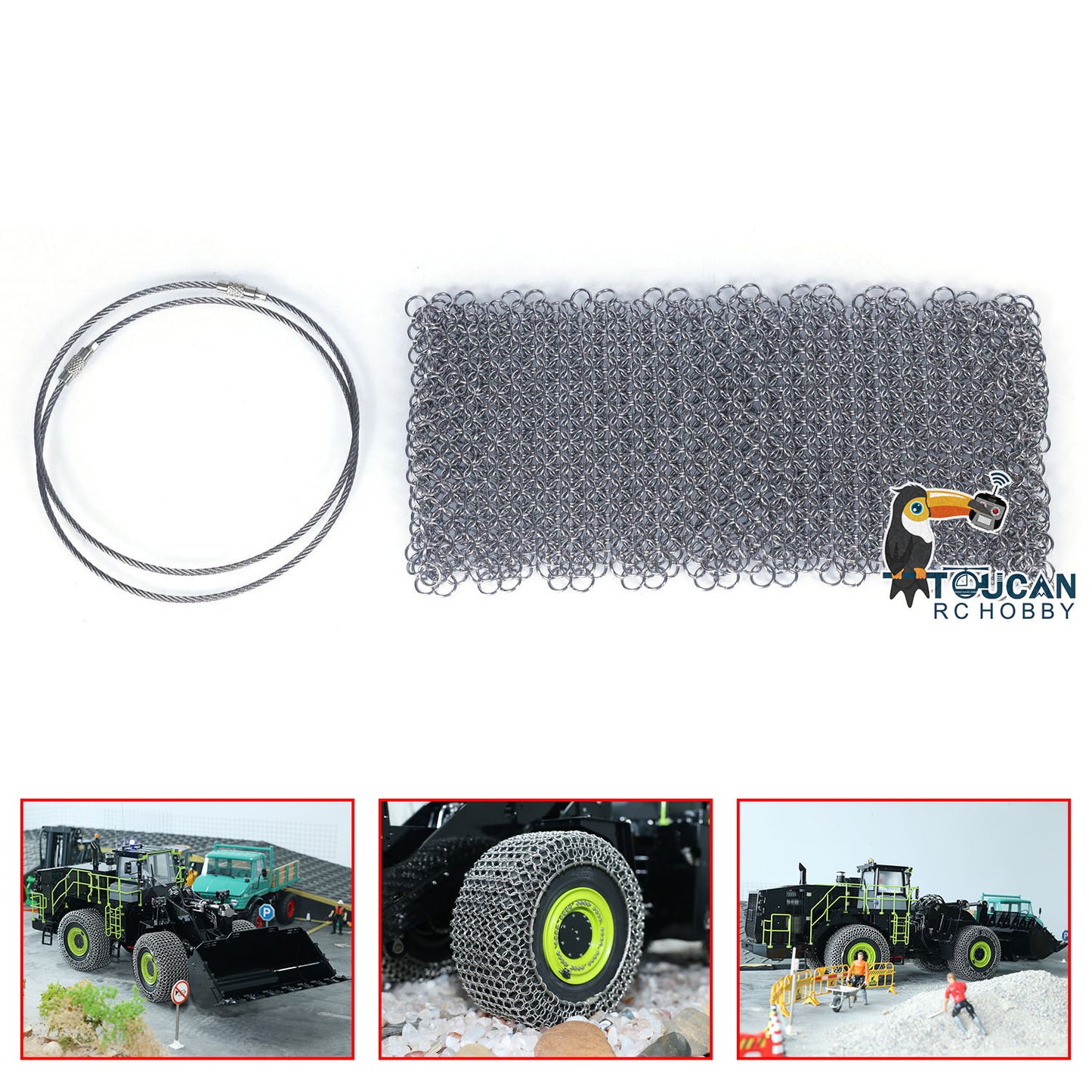 Metal Tyre Chain for 1/14 K988 RC Hydraulic Loader Remote Controlled Construction Vehicle Trucks Car Model DIY Spare Parts