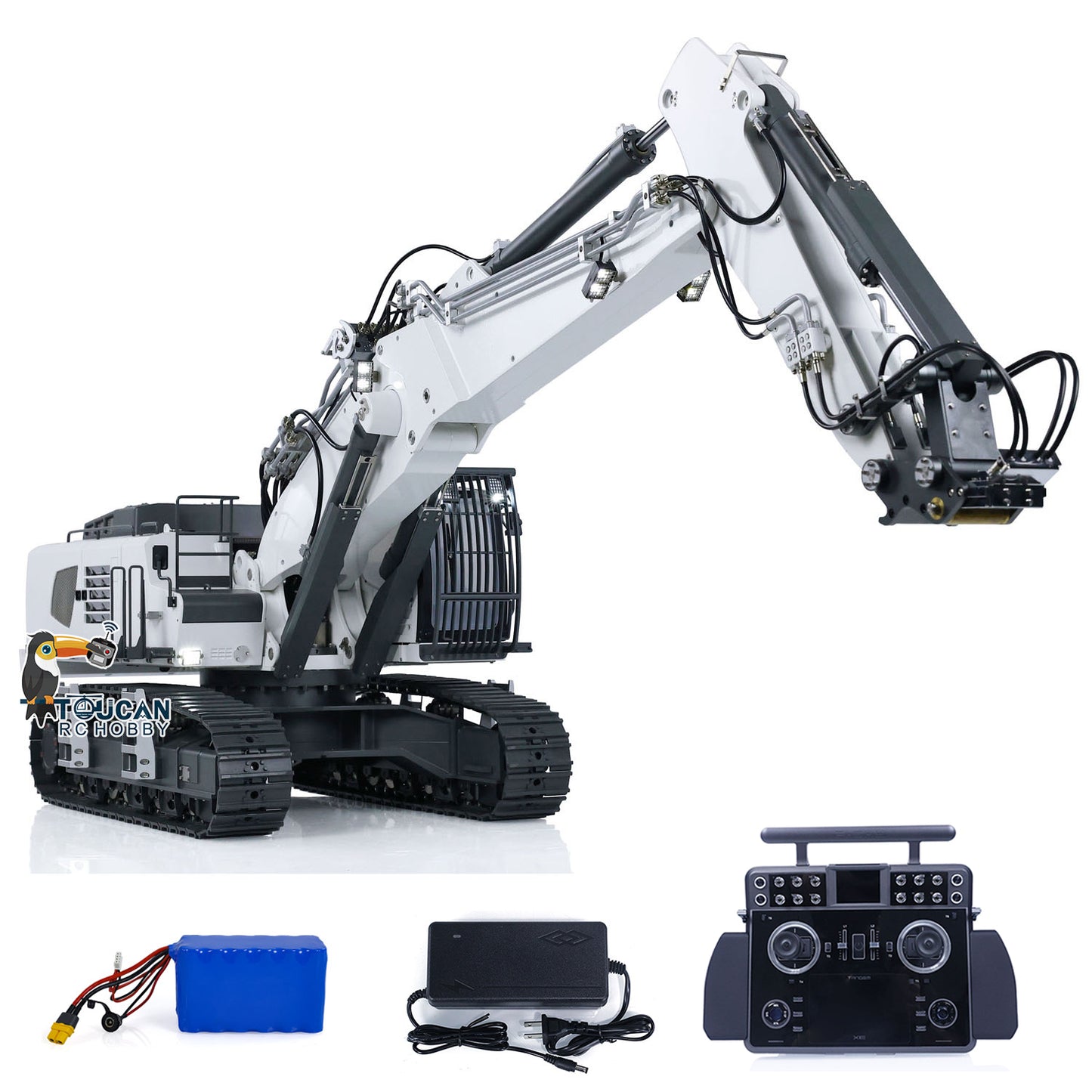 1/14 CUT 3 Arms Hydraulic RC Excavator K970-301S Tamden XE Radio Control Digger CNC Machined 6061 Material 4-Way Large Valve System