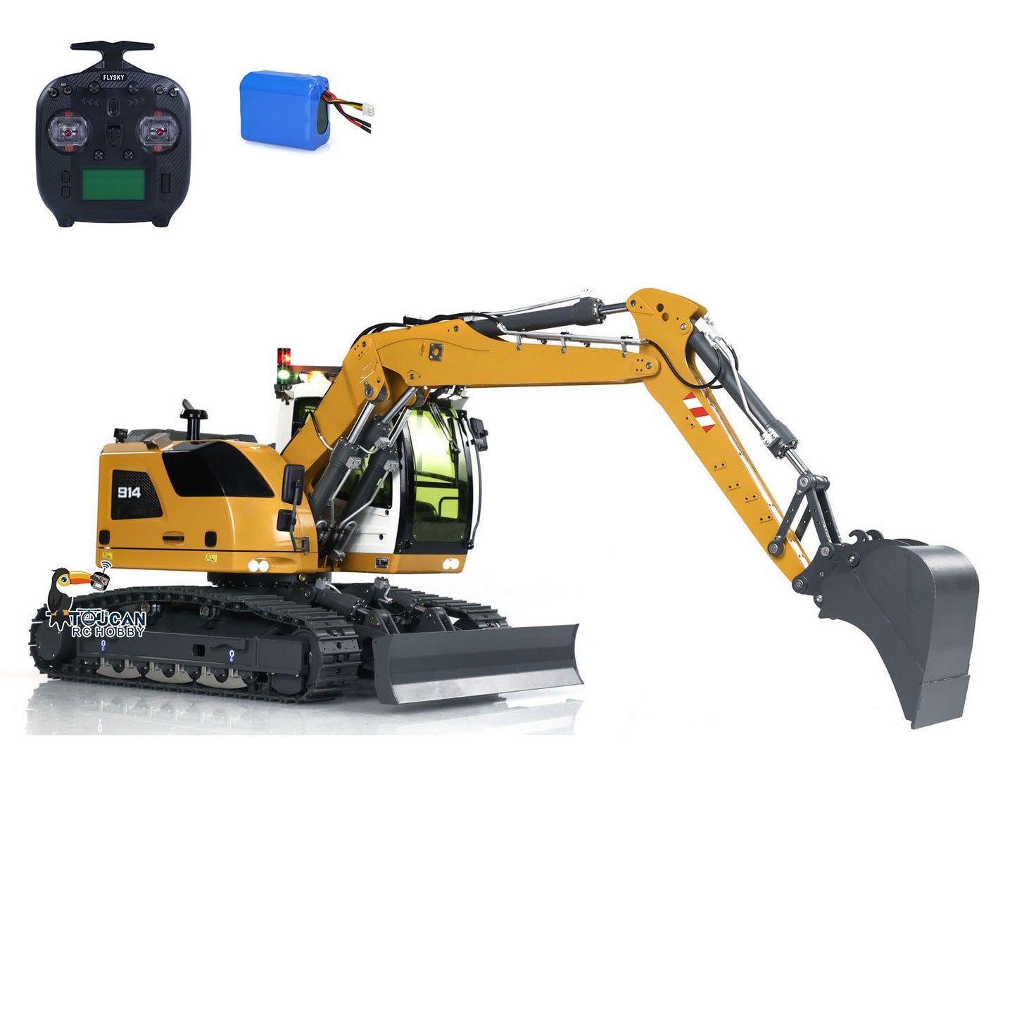 1/14 RC Hydraulic Excavator 914 5-ways Valve Metal Remote Control Digger Model CNC and Stainless Steel Sheet Metal Processing